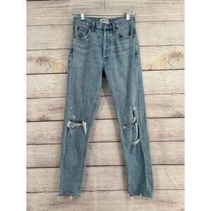 Agolde Jamie High Rise Classic Jeans Womens 24 Blue Light Wash Denim